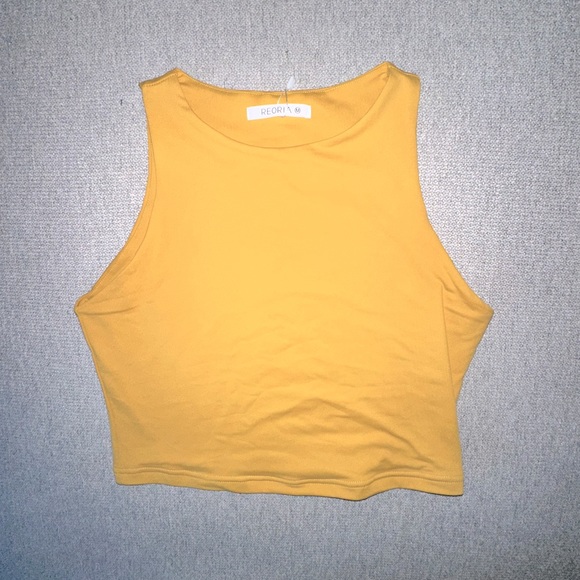 REORIA Yellow Cropped Tank Top - Picture 4 of 6